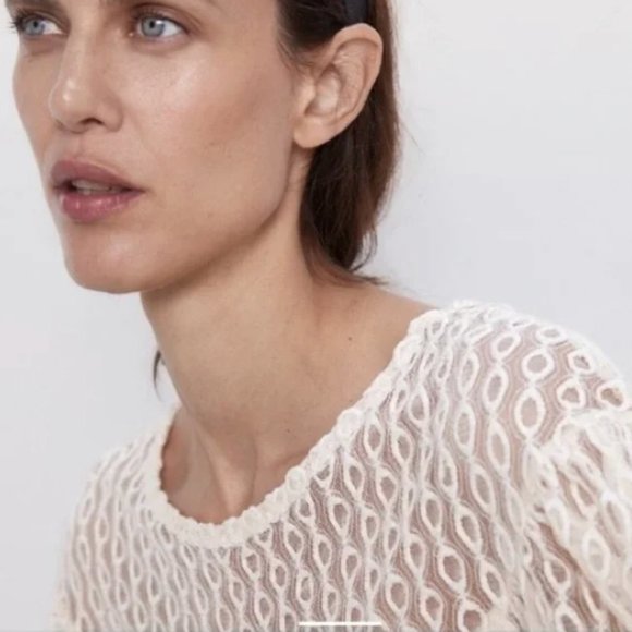 Zara Embroidered Tulle Top S - Picture 3 of 13